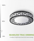 Loft Series 20 Inch LED Flush Mount Ceiling Light In Matte Black Dope Look 42W 2475LM dimmable fixture with design detail