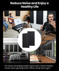 Top Shelf 4 Pack Acoustic Panels 2.4 Inch Thick Fiberglass Soundproof Wall Panels in home studio and gym settings.