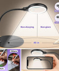 Desk Magnifying Lamp With 10X 20X Glasses Hands Free Stand Lighted Magnifier Three Color Modes on desk with flexible arm