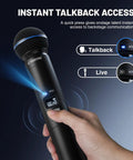 Smart UHF Wireless Microphone System for Live Shows with Dual Cordless Mics, Auto Scan and Sync, Adaptive RF Power