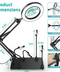 10X LED Magnifying Lamp With Light And Stand, Three Color Modes, Stepless Brightness, 4.3 Inch Glass, Adjustable Arm