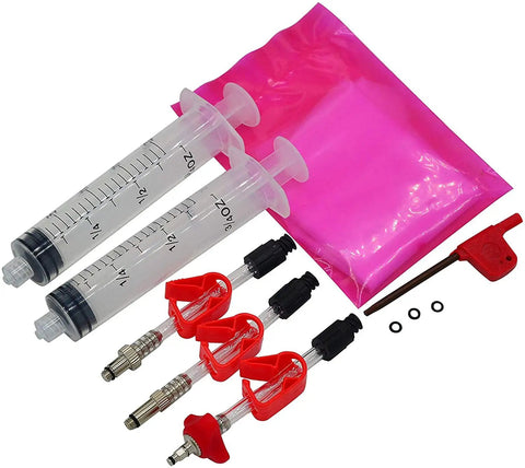 Drip Free Hydraulic Brake Bleed Kit For All SRAM Disc Brakes And Avid Systems with adapters, syringes, and accessories