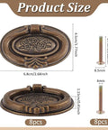 8 Set Oval Cabinet Door Handles Antique Bronze Bail Drawer Pulls With Floral Pattern Vintage Shabby Chic Knobs dimensions