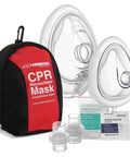 Primacare RS-6848 CPR mask kit for adult/infant with 2 valves, gloves, alcohol pads, and carrying case.