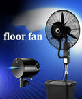 Legit Heavy Duty Industrial Cooling Fan Crushes Summer Heat With A Massive 42 Liter Water Tank Rock Solid Adjustable Stand And 32 Inch Steel Blades High Velocity floor fan with 32 inch blades and attached water tank.