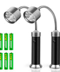 Barbecue Grill Light With Magnetic Base Ultra Bright 9 LED Gooseneck 360 Degree Flex Batteries Included Pack Of 2 shown with batteries