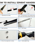 Installation steps for Heavy Duty Aluminum Stair Handrail For Indoor Outdoor Steps Wall Mounted Pipe Railing, 1.25in tubes.