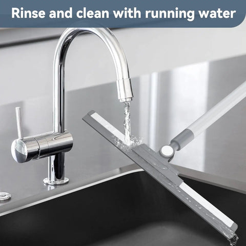 Floor Squeegee With 180 Degree Rotating Head And 52 Inch Extendable Handle rinsed under water