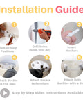 Installation guide for 12 Pack Heavy Duty Furniture Anchors For Baby Proofing And Anti Tip Wall Straps, showing step-by-step process.