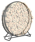 Heavy Duty Circular Firewood Rack 4 Foot Diameter Made From Black Steel Pipes For Indoor And Outdoor Use Log Holder And Firewood Storage Organizer For Fireplace Patio And Backyard