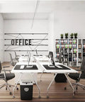 Modern office space with desks and chairs on M8x125 Threaded Stem One Point Five Inch Nylon Swivel Caster Wheels With Brake For Floor Protection.