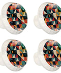 4 Pack Modern Geometric Drawer Knobs With White Base And Crystal Glass Finish 35mm Diameter, Durable ABS Cabinet
