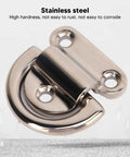 Close-up of Stainless Steel Folding Pad Eyes D Rings Replacement Set For Marine Yacht Deck Hardware, Rustproof and Corrosion Resistant