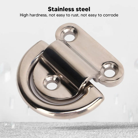 Close-up of Stainless Steel Folding Pad Eyes D Rings Replacement Set For Marine Yacht Deck Hardware, Rustproof and Corrosion Resistant