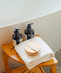 2-Tier Bamboo Shower Bench For Inside Shower No-Slip Legs 16 Inch Waterproof Bathroom Stool With Storage Shelf