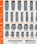Ultimate 65 Piece Bolt Extractor Kit For Damaged Bolts And Nuts With Left Hand Drill Bits And Three Eighths Inch Drive