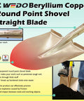 Non Sparking Round Point Shovel with Beryllium Copper Straight Blade and Non Slip Handle for Safe On Site Work