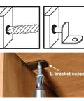 Bronze Brass Plated Steel L Shelf Support Pegs 6mm L Shaped Cabinet Bracket Style installation diagram