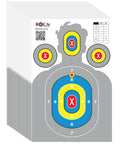 Stack of extra large silhouette targets for shooting range 23x34 inch high visibility paper, anti-glare, 20 pack gray.