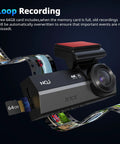 Dual Dash Cam Front And Rear For Cars 4K Plus 2K Video With 64GB Card Included and loop recording feature