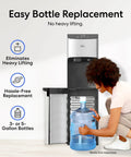 Person replacing bottle in Water Dispenser For 5 Gallon Bottle With Nugget Ice Maker Hot And Cold Water UV Self Cleaning LED Touch