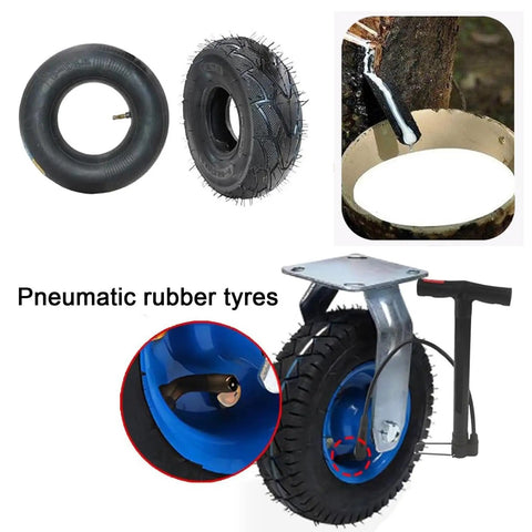 Heavy Duty Caster Wheels With Brakes Top Plate Swivel Castors For Furniture And Workbenches Trolleys And Carts Rolling Plate Castors For Garage Workshop Replacement Cart Wheels For Industrial Use With Locking Brakes And Smooth Rolling with pneumatic rubber tyre close-up
