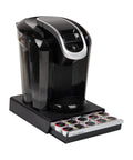 Pod Drawer Organizer For Single Serve Coffee Pods Holds 30 Pods In Five Fixed Rows With Two Inch Spacing Countertop Black with brewer