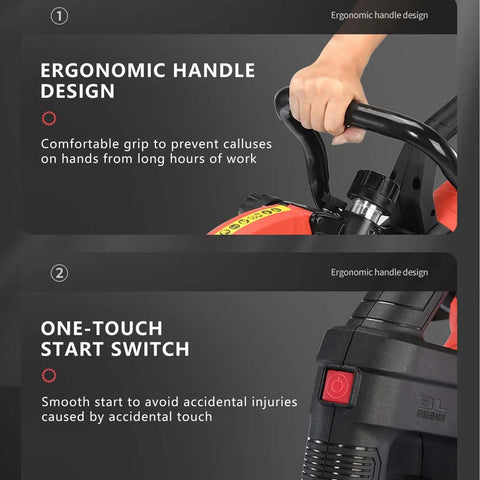 Pro Grade Concrete Cutter Saw With A Razor Sharp Diamond Ring Blade And Brushless Motor ergonomic handle design for comfortable grip.