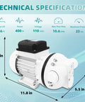 Beast Mode High-Flow DEF Transfer Pump 10.6 GPM Self Priming Electric Diaphragm Drum Pump with technical specifications.