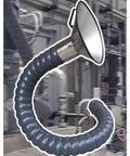 Pro Shop Welding Fume Extractor Arm With Smooth 360 Articulating Hose For Crushing Soldering Smoke And Shop Dust Features Rustproof Stainless Nozzle And Flex That 98 Inch Reach showing flexible black hose and stainless nozzle