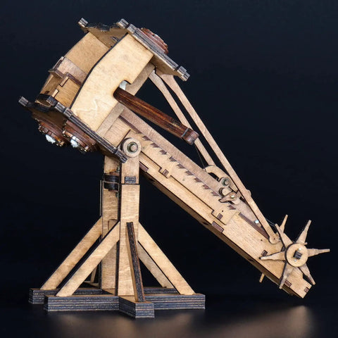 Mini Roman Ballista Siege Engine Kit for Tabletop Battles DIY Wooden Catapult Model 3D Puzzle STEM Project side view