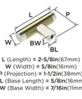 Contemporary Polished Nickel And Golden Champagne Cabinet Knob dimensions and measurements