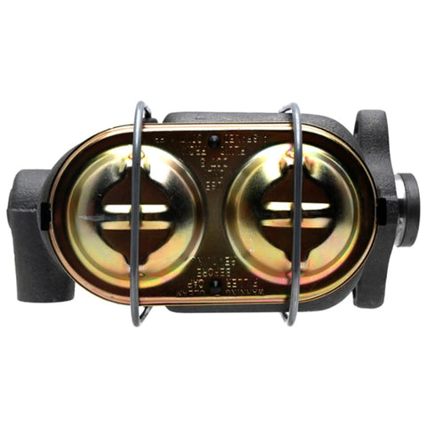 Gold Brake Master Cylinder Assembly with Pressure Tested SAE J1153 J1154 Performance Cast Iron and Aluminum Construction shown