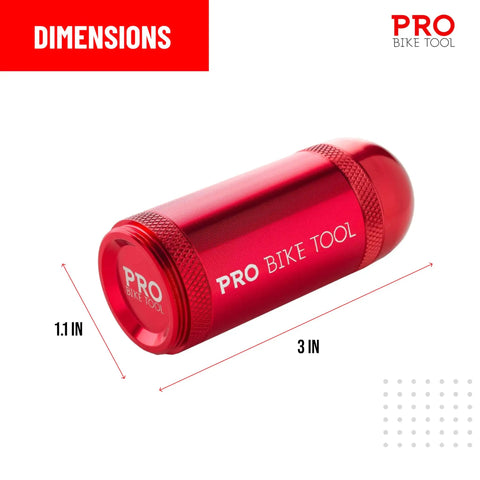 Tubeless Bike Tire Repair Kit For MTB And Road Bikes With Storage Can Quick Puncture Fix featuring red aluminum capsule dimensions