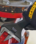 Heavy Duty Adjustable Wrench For Plumbing And Auto, Extra Wide Jaw Opening Up To 2.44 Inches, tightening a pipe nut