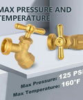 50 Pack Brass Hose Bibb Valves No Kink One Half Inch FIP To Three Quarters Inch MHT Garden Outdoor Water Fittings Set Durable Leak Proof For Yard Hose Connections And Sprinklers, brass valve close-up