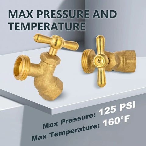 50 Pack Brass Hose Bibb Valves No Kink One Half Inch FIP To Three Quarters Inch MHT Garden Outdoor Water Fittings Set Durable Leak Proof For Yard Hose Connections And Sprinklers, brass valve close-up