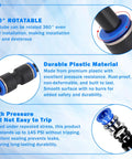 Detailed features of Dope 90 Piece Quick Connect Air Fittings Kit For Pneumatic Systems with rotatable and durable plastic fittings.