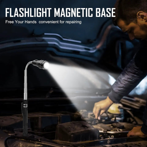 Extendable Magnetic Pickup Tool With LED Flashlight And 360 Degree Gooseneck Lighting Telescoping Magnet Grabber For Dad Husband Or Handy Man Great Father's Day Gift Christmas Gift Cool Gadget For Men Who Do It All