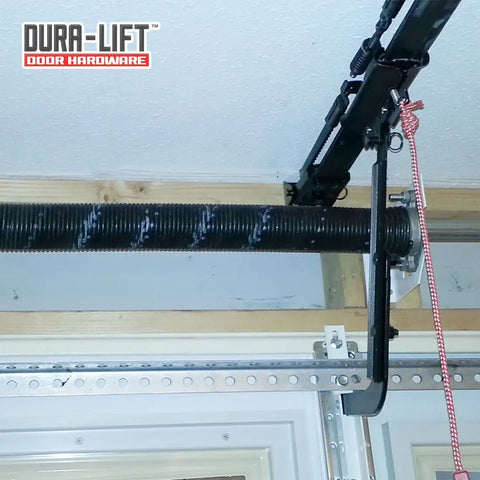 Heavy-Duty Torsion Garage Door Springs Set For Sectional Doors,.218 Inch Wire Gauge, 2 Inch Diameter, 31 Inch Length, White, Left And Right Wound Replacement Kit, Easy Install And Corrosion Resistant installed on garage door