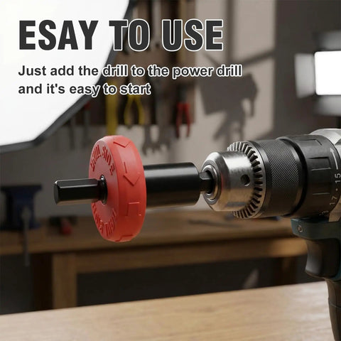 Electric Start Drill Bit Jump Starter Adapter For Troy-Bilt And Craftsman, No Pull Start, Just Push A Button, Easy Start For Lawn Mowers And Handheld Power Equipment, Replacement For Speed Start Bits; red metal drill adapter attached to power drill
