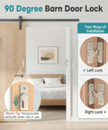 Heavy Duty 90 Degree Barn Door Lock With Zinc Alloy Build, Ball Bearing Latch installed on wooden barn door, showing locking mechanism.
