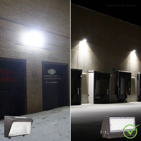 Full Cutoff LED Wall Pack 45W 5625LM Dimmable UL Listed Outdoor Flood Light 120 to 277V IP65 Weatherproof on buildings