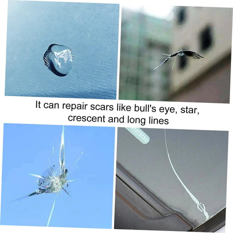 Windshield Repair Kit For Cars, Quick Easy Crack Fix For Laminated Auto Glass, Stops Chips And Cracks From Spreading shown in action on cracked glass