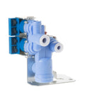 Fridge Water Inlet Valve Replacement WR57X10070 For Ice Maker And Water Dispenser OEM Grade Quality Fits Select Refrigerators Durable Plug And Play Valve Easy Install showing front view with brass body and plug connectors