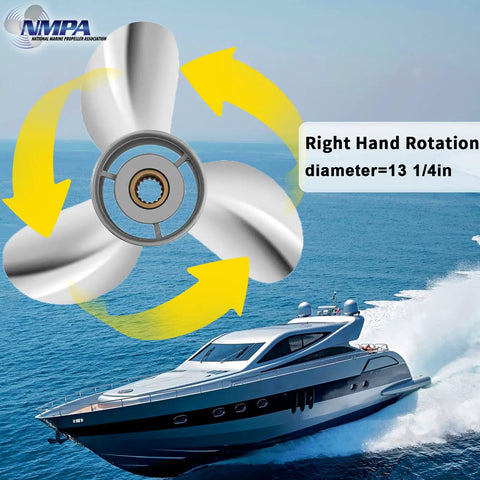 Stainless Steel Boat Propeller 13 1/4 Inch Diameter 17 Inch Pitch Right Hand 3 Blade 15 Tooth Gearcase 4 1/4 Inch OEM 6E5-45945-01-EL Compatible For 60 To 115 HP Outboard Motors