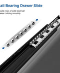 12 Inch Push to Open Drawer Slide 3 Fold Full Extension Heavy Duty 100lb Load Ball Bearing Side Mount Black Finish Ideal for Handleless Cabinets and Drawers 1 Pair, ball bearing detail