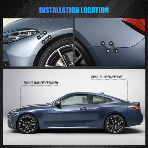 Universal Car Bumper Quick Release Clips Kit With Washers And Screws Front And Rear Bumper Holder Aluminum Alloy Black installation view