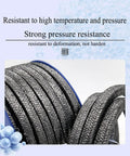 Graphite braided compression packing for pumps and valve stems; 0.98 in dia, 23 ft length, 2 rolls, black with blue edge