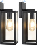 2 Pack Dusk To Dawn Outdoor Wall Lights Matte Black Waterproof Exterior Sconces With Clear Glass Anti Rust for Porch and Garage